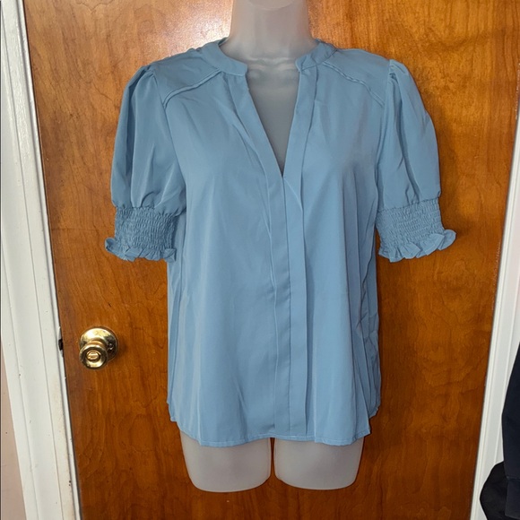 SHEIN Tops - SHEIN Light Blue Puff Sleeve Blouse